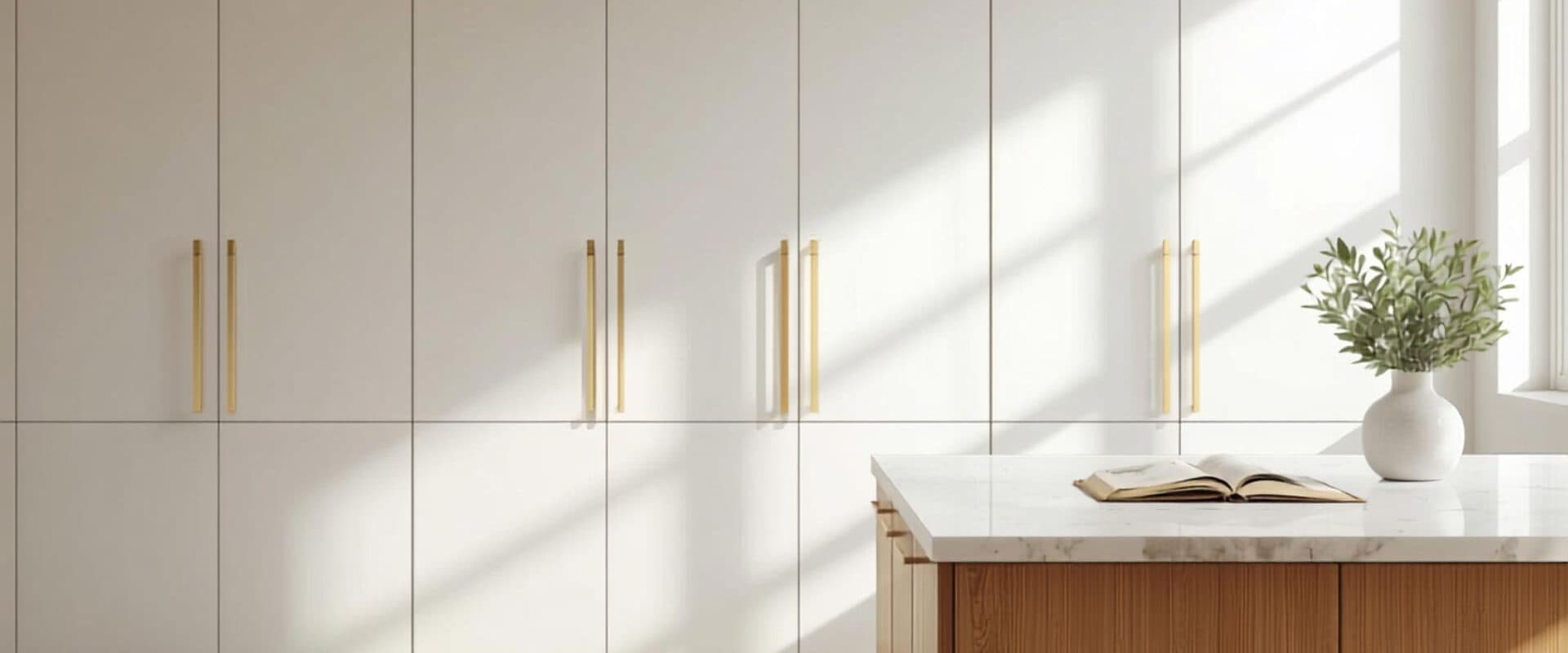 Floor-to-ceiling custom cabinetry with oak island